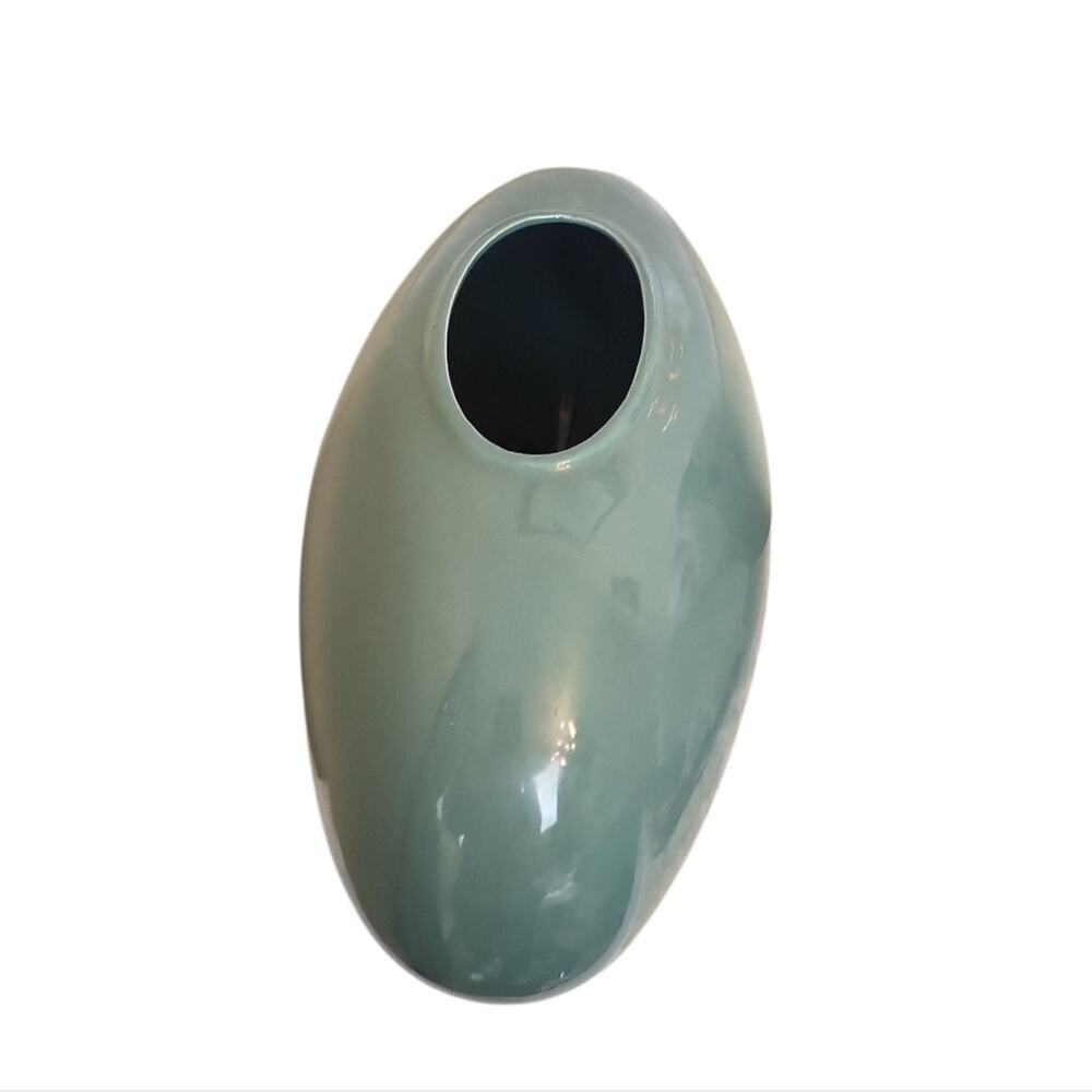 Vintage Art Deco Pottery Teal Green Vase - Picture 4 of 8